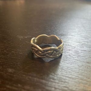 Woven Scalloped Wide Band 925 Sterling Silver Ring Size 8.5